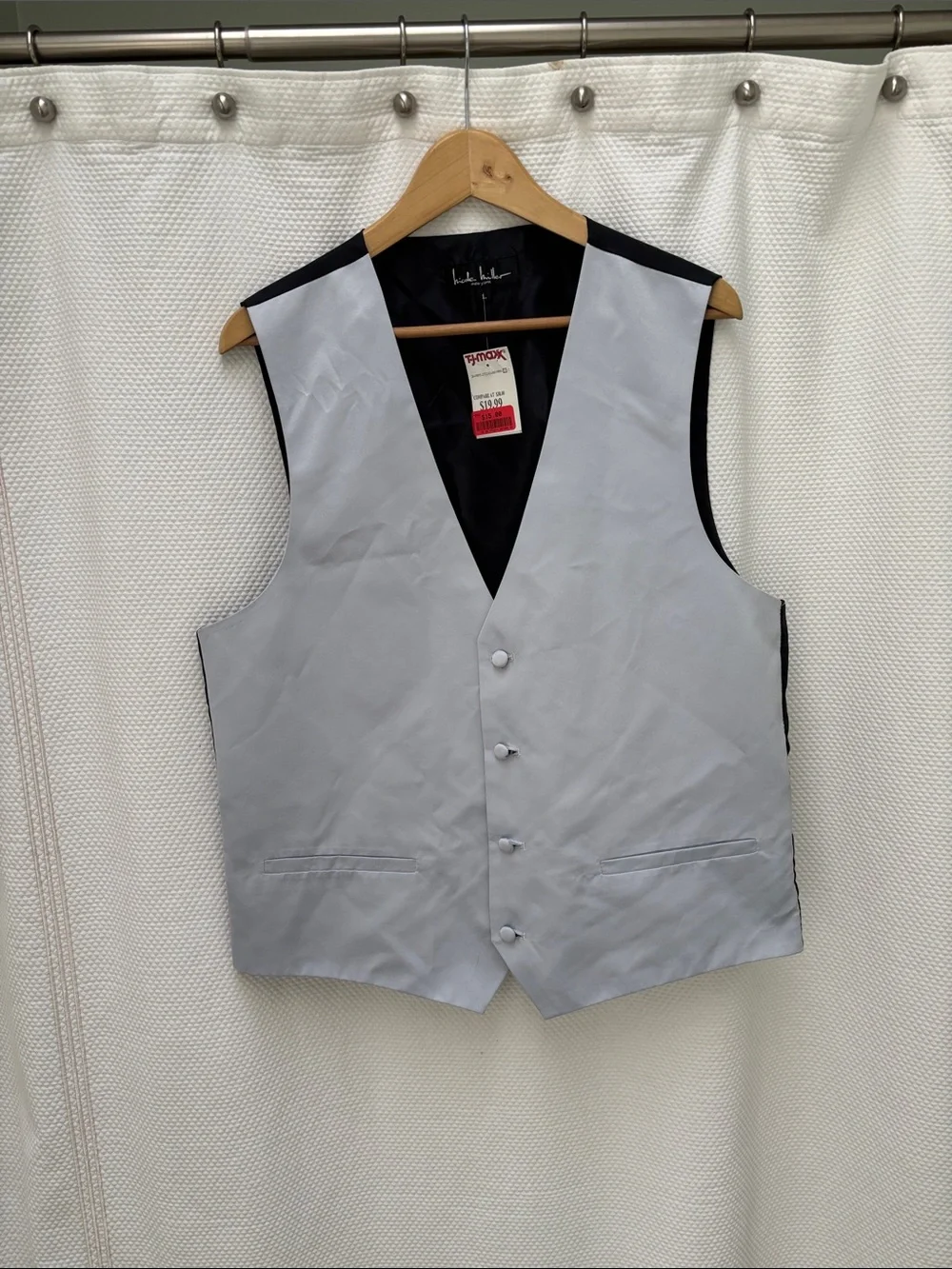 Nicole Miller Light Gray and Black Men's Dress Vest